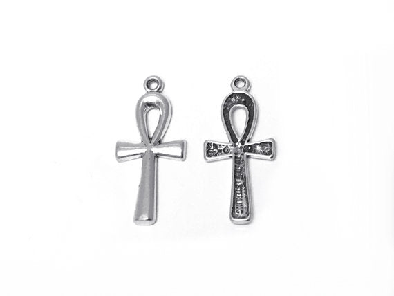 Ankh Charm Sterling Silver 27mm, Symbol of Life, Egyptian Cross charm, Ankh charms - SP320 - BeadPrism