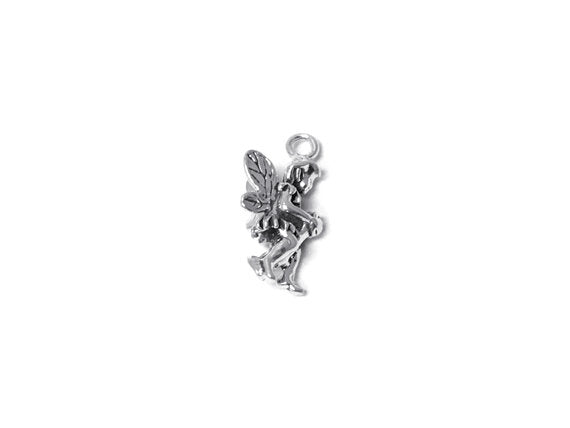 Fairy On Branch Charm Sterling Silver 18mm, Fantasy Charms, Fairy On Branch charms - SP325 - BeadPrism