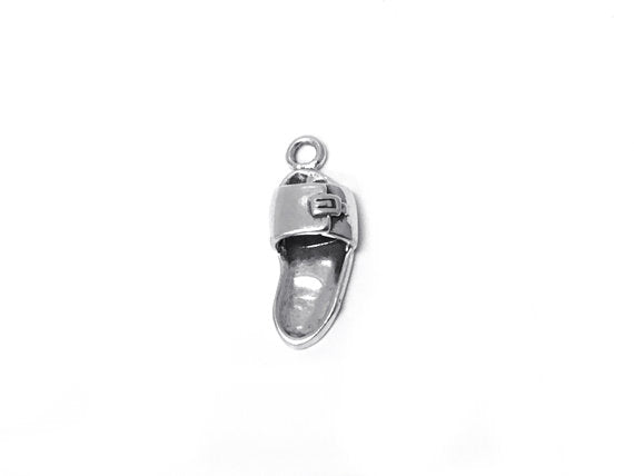 Sandal Charm Sterling Silver 25mm, Shoe Charms, Fashion Charm, Slipper Charm, Sandal charms - SP326 - BeadPrism