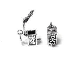 Movable Prayer Box Charm Sterling Silver 14mm, Religious Charms, Prayer Box Charms - SP335 - BeadPrism