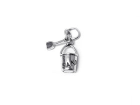 Pail and Shovel 2 Piece Charm Sterling Silver 16mm, Summer Charms, Sand Bucket charms - SP336 - BeadPrism