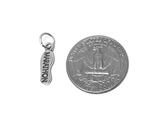 Marathon Print Shoe Charm Sterling Silver 18mm, Marathon Charm, Marathon Print Shoe charm - SP340 - BeadPrism
