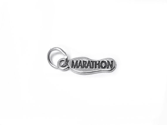 Marathon Print Shoe Charm Sterling Silver 18mm, Marathon Charm, Marathon Print Shoe charm - SP340 - BeadPrism