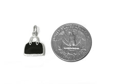 Load image into Gallery viewer, Black Enameled Purse Charm Sterling Silver 16mm, Fashion Charms, Enamel Purse Charms - SP343 - BeadPrism