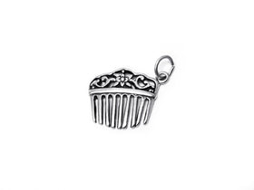 Ladies Hair Comb Charm Sterling Silver 21mm, Fashion Charms, Ladies Hair Comb charm - SP353 - BeadPrism