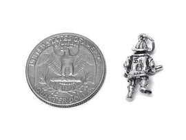 Fireman with Axe Charm Sterling Silver 21mm, Firefighter Charms, Fireman with Axe charm - SP365 - BeadPrism