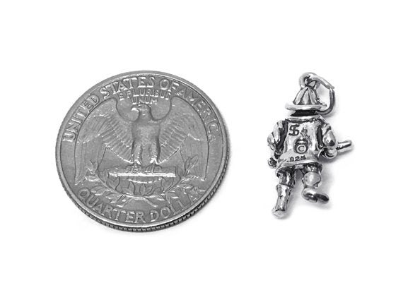 Fireman with Axe Charm Sterling Silver 21mm, Firefighter Charms, Fireman with Axe charm - SP365 - BeadPrism