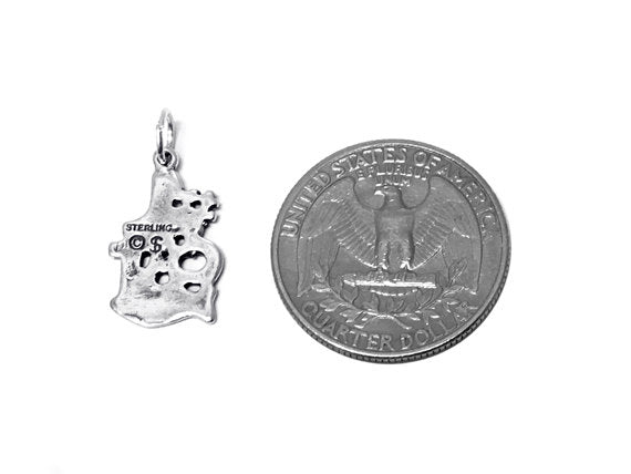 First Cat Charm Sterling Silver 19.5mm, Pet charms, Animal charms, Number 1 Cat charms - SP371 - BeadPrism