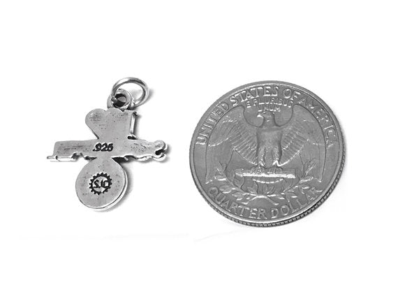 I Love Softball Charm Sterling Silver 21mm, Sports Charms, I Love Softball charms - SP376 - BeadPrism