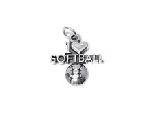 Load image into Gallery viewer, I Love Softball Charm Sterling Silver 21mm, Sports Charms, I Love Softball charms - SP376 - BeadPrism