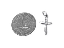 Load image into Gallery viewer, Swirl Cross Charm Sterling Silver 20mm, religious charms, Swirl Cross charms - SP380 - BeadPrism
