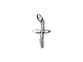 Swirl Cross Charm Sterling Silver 20mm, religious charms, Swirl Cross charms - SP380 - BeadPrism