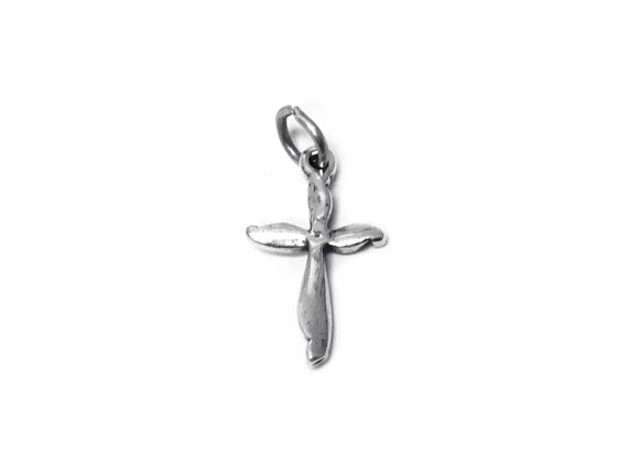 Swirl Cross Charm Sterling Silver 20mm, religious charms, Swirl Cross charms - SP380 - BeadPrism
