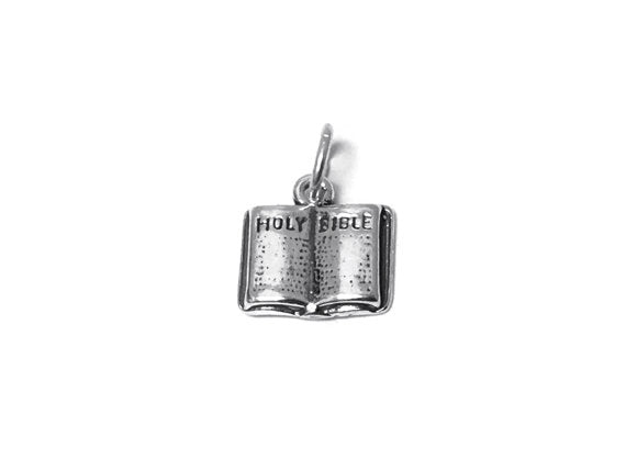 Holy Bible Charm Sterling Silver 13mm, Religious Charms, Christian Charms, Bible Charms - SP381 - BeadPrism
