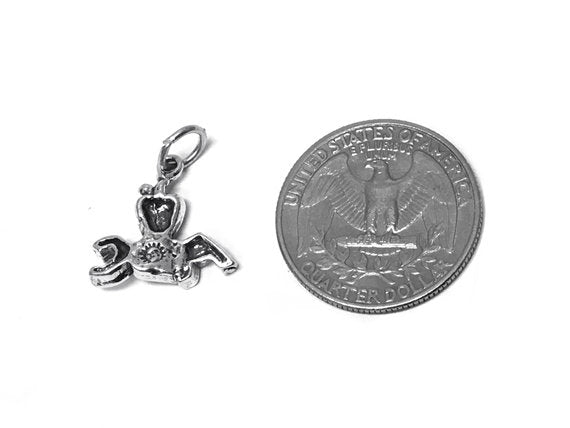 Apple with ABC Charm Sterling Silver 17mm, Words charms, Apple with Alphabet charms - SP384 - BeadPrism