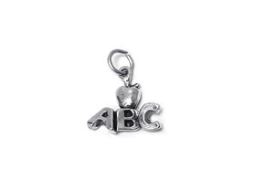 Apple with ABC Charm Sterling Silver 17mm, Words charms, Apple with Alphabet charms - SP384 - BeadPrism