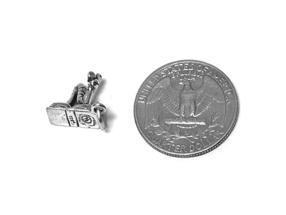Bookworm Charm Sterling Silver 14.5mm, Words charms, Book Lover Charms, Book Worm charms - SP386 - BeadPrism