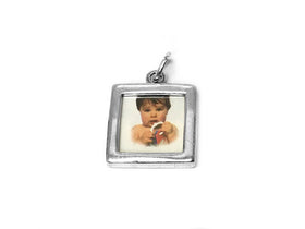 Square Frame Double Sided Plain Charm Sterling Silver 21mm, Photo Charms, Picture Charms - SP390 - BeadPrism