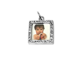 Square Frame Double Sided Charm Sterling Silver 21mm, Photo Charms, Picture Charms - SP391 - BeadPrism