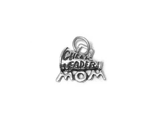 Cheerleader Mom Charm Sterling Silver 14mm, Sport Charm, Family Charm, Cheerleader Mom charm - SP393 - BeadPrism