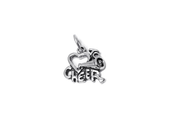 Love To Cheer Charm Sterling Silver 14mm, Cheerleader Charms, Love To Cheer charms - SP394 - BeadPrism