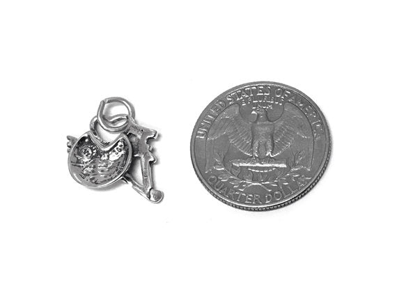 I Love Dance Charm Sterling Silver 15mm, Dancer Gift, Love Charms, I Love Dance charms - SP395 - BeadPrism