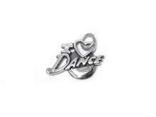 Load image into Gallery viewer, I Love Dance Charm Sterling Silver 15mm, Dancer Gift, Love Charms, I Love Dance charms - SP395 - BeadPrism