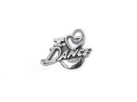 I Love Dance Charm Sterling Silver 15mm, Dancer Gift, Love Charms, I Love Dance charms - SP395 - BeadPrism