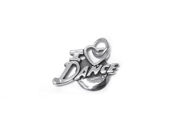 I Love Dance Charm Sterling Silver 15mm, Dancer Gift, Love Charms, I Love Dance charms - SP395 - BeadPrism