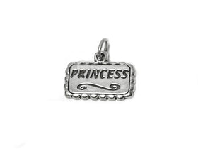 Princess Plaque Charm Sterling Silver 14mm, Daughter Gift, Princess Plaque charm - SP405 - BeadPrism