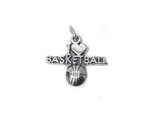 Load image into Gallery viewer, I Love Basketball Charm Sterling Silver 21mm, Sports Charm, I Love Basketball charm - SP406 - BeadPrism