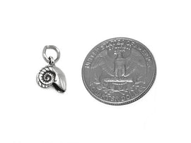 Nautilus Shell Charm Sterling Silver 11mm, Conch Charm, Beach charm, Sea Charm, Shell charms - SP410 - BeadPrism