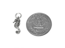 Load image into Gallery viewer, Seahorse Charm Sterling Silver 18mm, Animal Charm, Beach charm, Ocean Charm, Seahorse charms - SP412 - BeadPrism