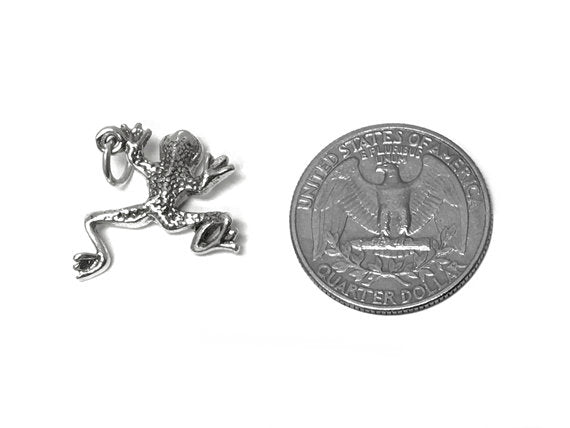 Tree Frog Charm Sterling Silver 22mm, Animal Charms, Frog Jewelry, Tree Frog charms - SP414 - BeadPrism
