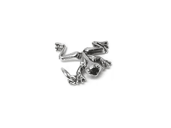 Tree Frog Charm Sterling Silver 22mm, Animal Charms, Frog Jewelry, Tree Frog charms - SP414 - BeadPrism