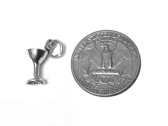 Martini Glass with Olive Charm Sterling Silver 16.5mm, Party Charm, Martini Glass charm - SP419 - BeadPrism