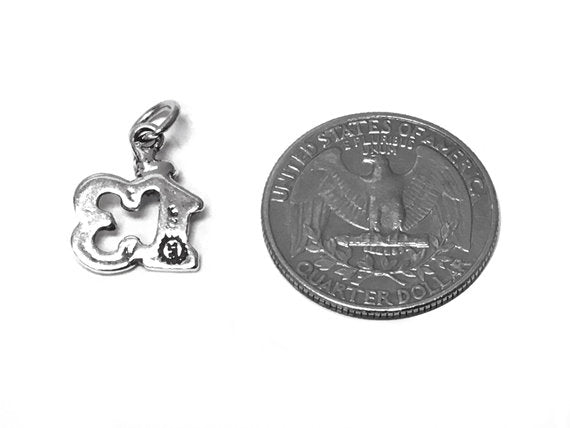 13th Birthday Bar Mitzvah Sterling Silver Charm, 16.5mm - SP426 - BeadPrism