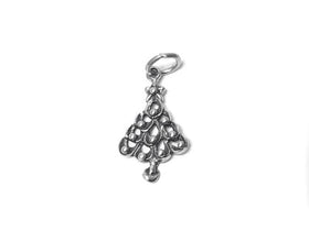 Flat Christmas Tree Charm Sterling Silver 22mm, Holiday Charm, Christmas Tree charm - SP433 - BeadPrism