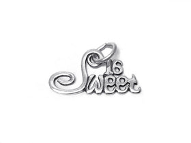 Sweet 16 Charm Sterling Silver 11.5mm, Birthday Charm, 16th Birthday Charms, Sweet 16 Charms - SP435 - BeadPrism