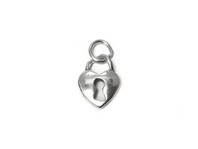 Lock Heart Charm Sterling Silver 9.5mm, valentine charms, love charms Lock Heart charms - SP437 - BeadPrism