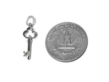Load image into Gallery viewer, Key To The Heart Charm Sterling Silver 22mm, valentine charm, love charm, Heart Key charm - SP441 - BeadPrism