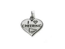 Load image into Gallery viewer, I Love Cheering Charm Sterling Silver 17.5mm, sports charms, I Love Cheering charms - SP443 - BeadPrism