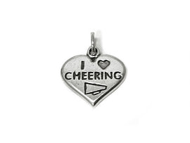 I Love Cheering Charm Sterling Silver 17.5mm, sports charms, I Love Cheering charms - SP443 - BeadPrism