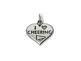 I Love Cheering Charm Sterling Silver 17.5mm, sports charms, I Love Cheering charms - SP443 - BeadPrism