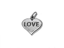 Load image into Gallery viewer, Heart with Love Charm Sterling Silver 17.5mm, love charms, Heart with Love charms - SP444 - BeadPrism