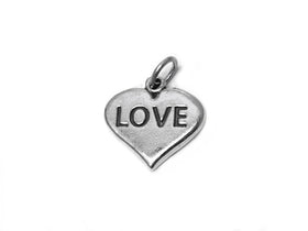 Heart with Love Charm Sterling Silver 17.5mm, love charms, Heart with Love charms - SP444 - BeadPrism