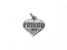 Load image into Gallery viewer, Heart with Friend Charm Sterling Silver 17mm, friendship charm, Heart with Friend charm - SP449 - BeadPrism