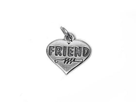Heart with Friend Charm Sterling Silver 17mm, friendship charm, Heart with Friend charm - SP449 - BeadPrism