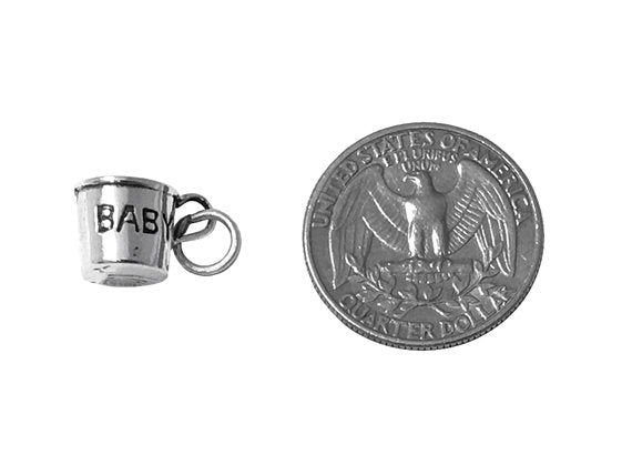 Baby Cup Charm Sterling Silver 15mm, Baby Cup Charms, mom charm, Baby Cup charm, baby charms - SP454 - BeadPrism