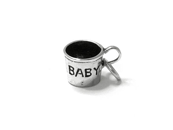 Baby Cup Charm Sterling Silver 15mm, Baby Cup Charms, mom charm, Baby Cup charm, baby charms - SP454 - BeadPrism